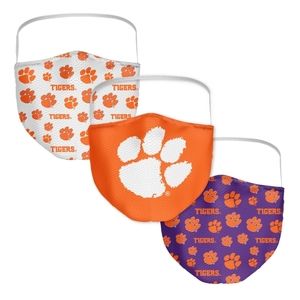 Clemson Tigers Fanatics Branded Adult All Over Logo Face Covering 3-Pack